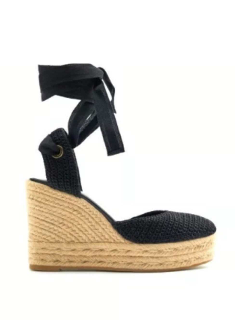 Nwot Zara Espadrille Wedge Sandal Black 38